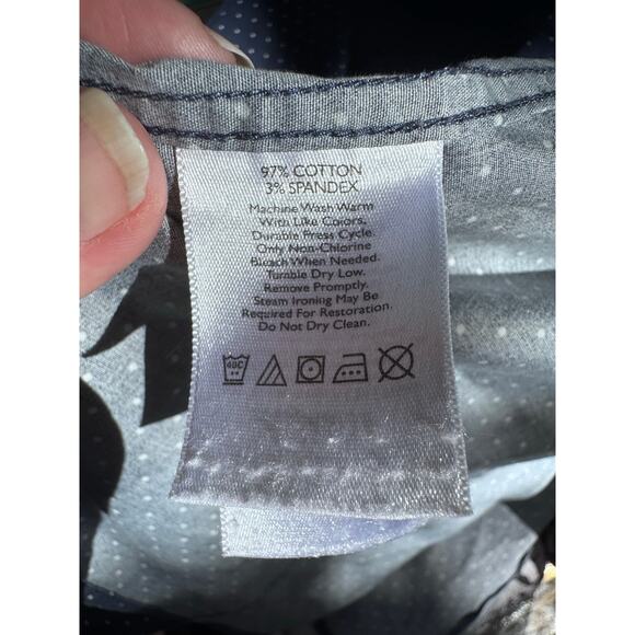 Womens T2XL EDDIE BAUER Blue White Polka Dot Button Down Long Sleeve Dress Shirt - Picture 6 of 6